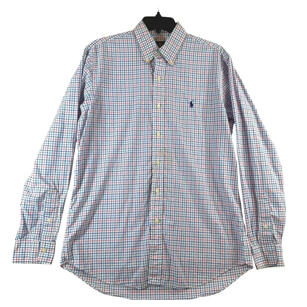 Ralph Lauren PONY Button Down‎ Shirt M Multi Color Classic Fit Cotton Stretch